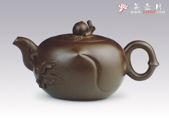 紫砂壶图片：福寿双至紫泥 - 美壶网