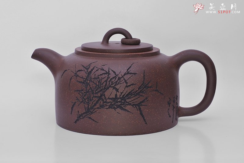 紫砂壶图片：仿古井栏壶（中国美院著名画家张留中书画） - 美壶网