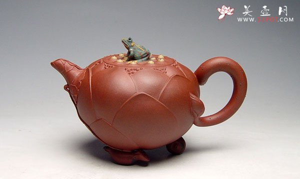 紫砂壶图片：荷花青蛙壶 - 美壶网
