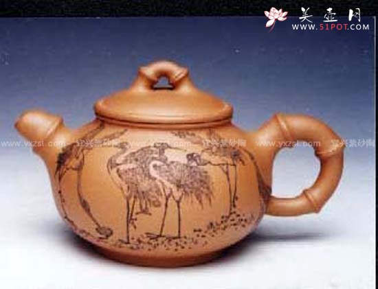 紫砂壶图片：竹鹤同春壶 - 美壶网