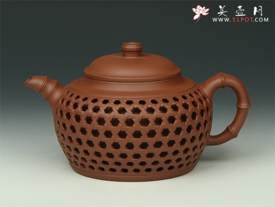 紫砂壶图片：双层镂空竹编 - 美壶网