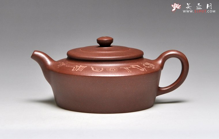 紫砂壶图片：《汉扁》泥料：紫泥  容量：350cc - 美壶网