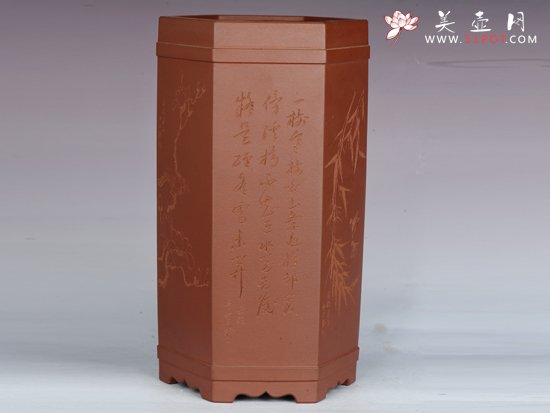 紫砂壶图片：六方笔筒 - 美壶网