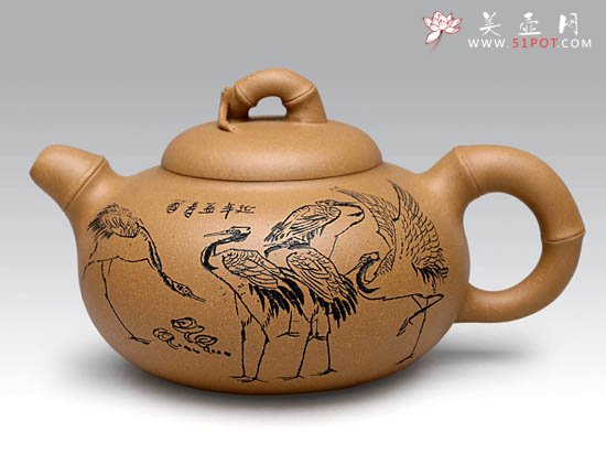 紫砂壶图片：贺寿  泥料：黄段泥  容量：400CC - 美壶网