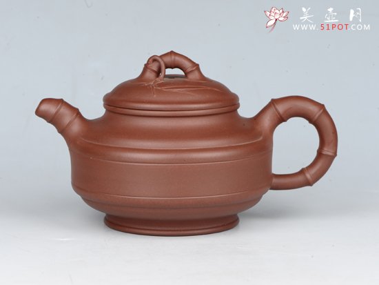 紫砂壶图片：双线竹鼓 容量：350cc 泥料：底槽清 - 美壶网