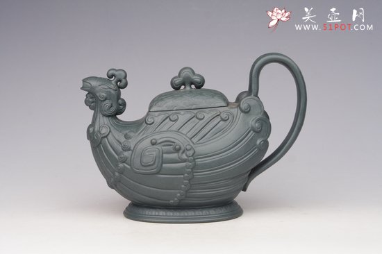 紫砂壶图片：孔雀壶 绿泥 - 美壶网