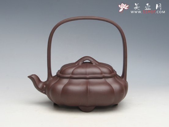 紫砂壶图片：菱花提梁 副本 - 美壶网