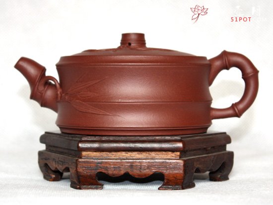 紫砂壶图片：底槽青 扁竹壶 - 美壶网