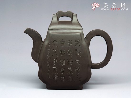 紫砂壶图片：古琴    泥料：拼紫泥 - 美壶网