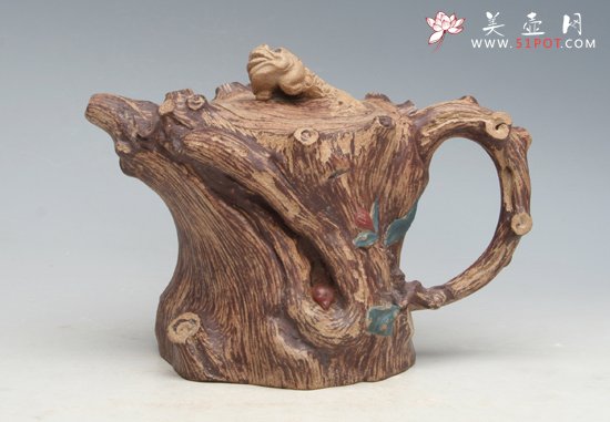紫砂壶图片：金蟾树桩壶 - 美壶网