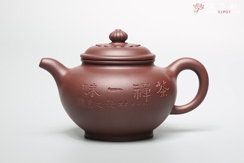 紫砂壶图片：秋菊 著名书法家林筱之书画 - 美壶网