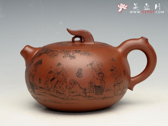 紫砂壶图片：百子福娃  容量：550cc - 美壶网