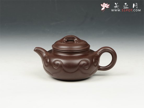 紫砂壶图片：如意仿古 260cc 原矿老紫泥 - 美壶网