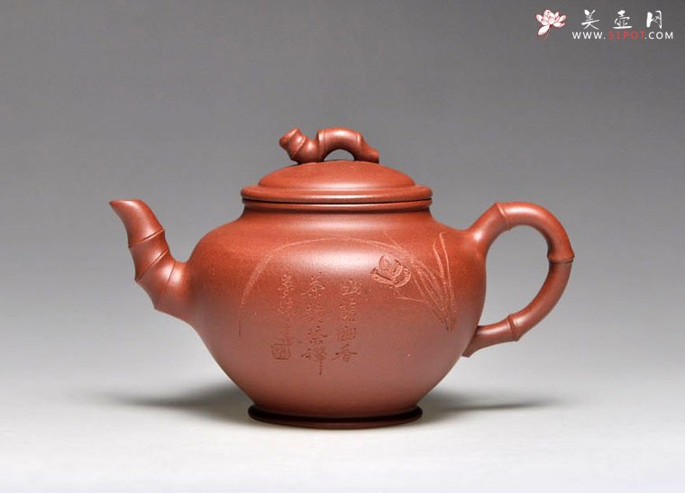 紫砂壶图片：《笑樱竹节》泥料：清水泥 容量：250cc - 美壶网