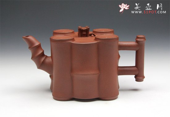 紫砂壶图片：【五竹壶】420cc原矿底槽清 - 美壶网