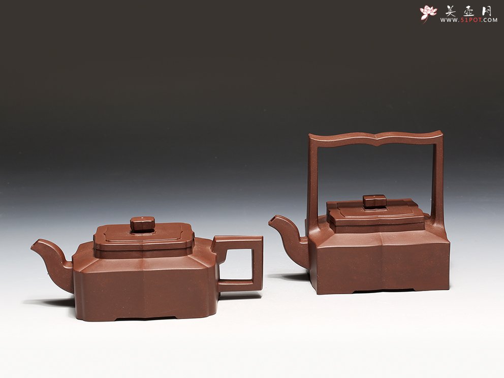 紫砂壶图片：四方菱花对壶 - 美壶网