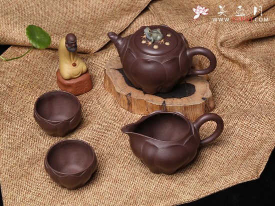 紫砂壶图片：青蛙莲子套装 - 美壶网