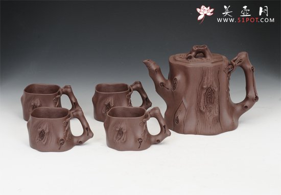 紫砂壶图片：梅桩套壶 (1) 副本 - 美壶网
