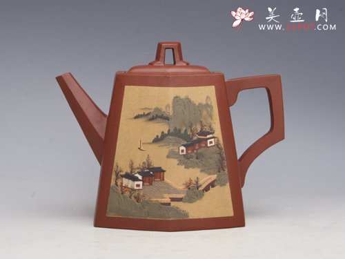 紫砂壶图片：高六方 380CC - 美壶网