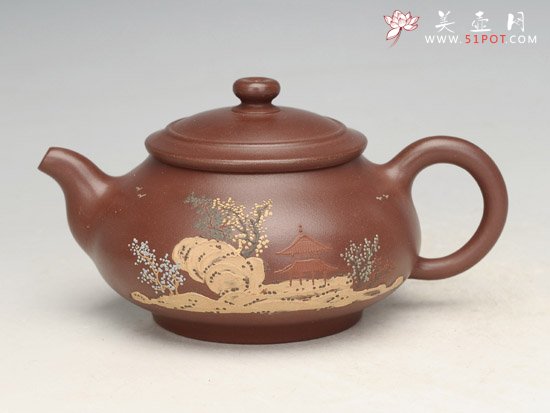紫砂壶图片：圆润（泥绘） - 美壶网