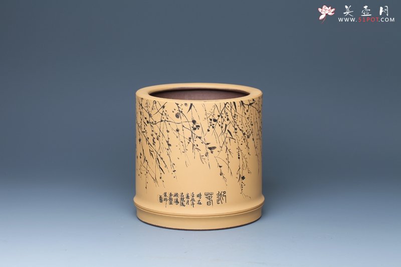 紫砂壶图片：笔筒 春色满园 - 美壶网