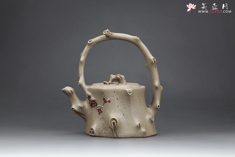 紫砂壶图片：冬之梅提梁壶（一厂原矿老段泥） - 美壶网