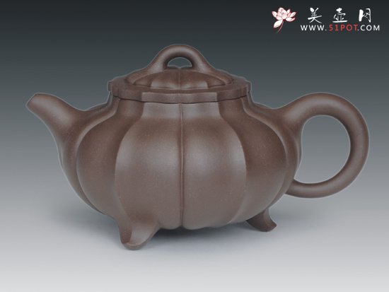 紫砂壶图片：三脚菱花 - 美壶网