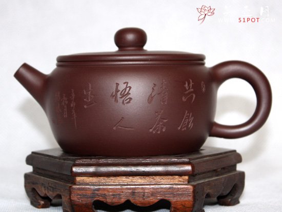 紫砂壶图片：紫茄泥 圆鼓壶  售价6000元 - 美壶网