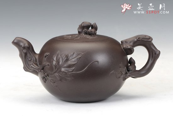 紫砂壶图片：小松鼠葡萄 - 美壶网
