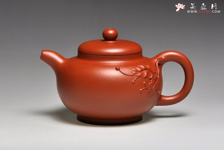 紫砂壶图片：《朱泥硕果》泥料：朱泥  容量：350cc - 美壶网