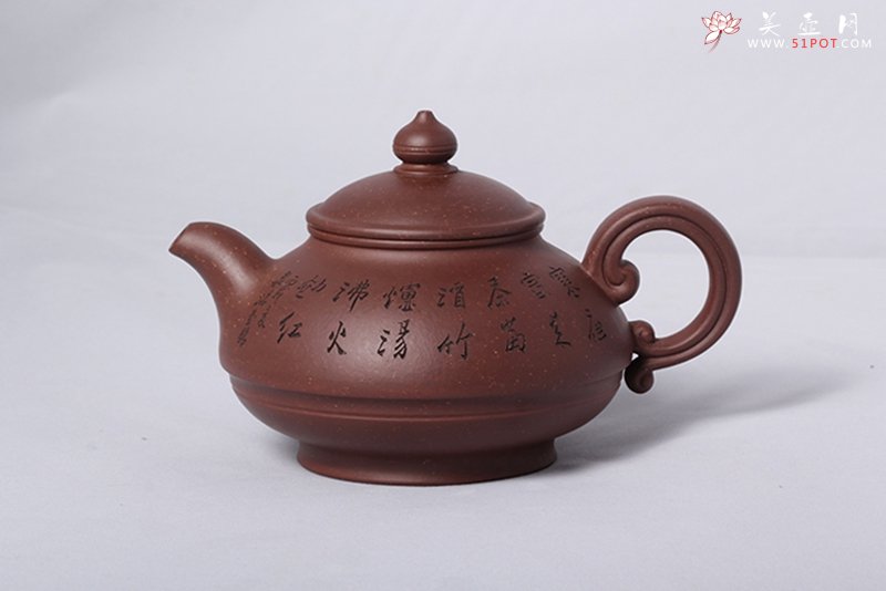 紫砂壶图片：玉笠壶（谭泉海刻） - 美壶网