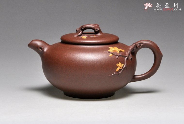 紫砂壶图片：《玉兰花》泥料：紫泥  容量：350cc - 美壶网
