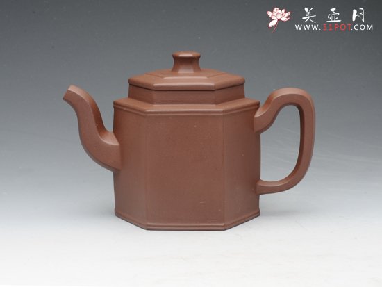 紫砂壶图片：六方玲珑壶 - 美壶网