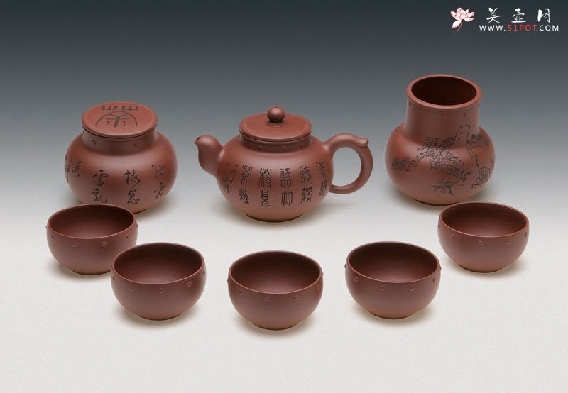 紫砂壶图片：八头润珏茶具 - 美壶网