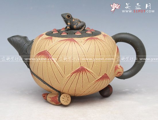紫砂壶图片：青蛙荷叶壶 - 美壶网