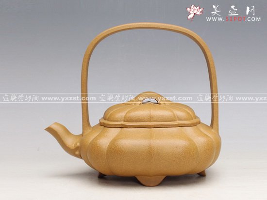 紫砂壶图片：菱花提梁 - 美壶网