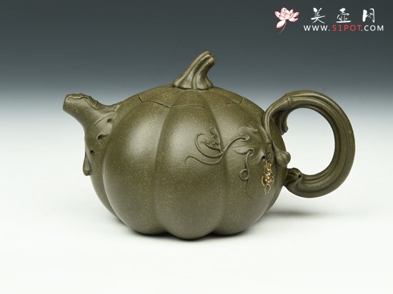紫砂壶图片：豆青南瓜 - 美壶网