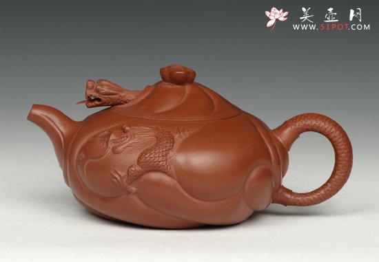紫砂壶图片：朱泥鱼化龙 - 美壶网