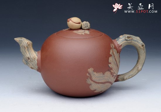 紫砂壶图片：寿桃 清水泥五色土 - 美壶网