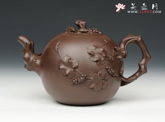 紫砂壶图片：松鼠葡萄 - 美壶网