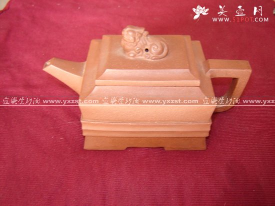 紫砂壶图片：长方狮头壶300cc - 美壶网