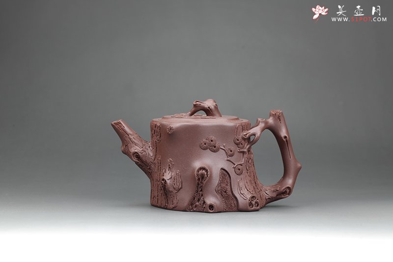 紫砂壶图片：苍松壶 黄龙山原矿紫泥 - 美壶网