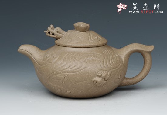 紫砂壶图片：鱼化龙仿古壶 - 美壶网