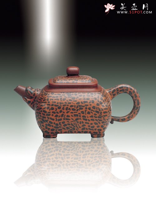 紫砂壶图片：古兽豹方壶 - 美壶网