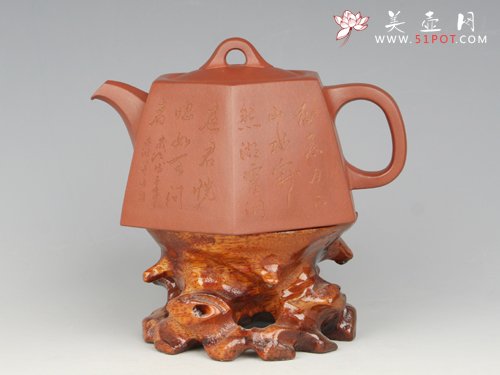 紫砂壶图片：薄胎六方井栏  - 美壶网