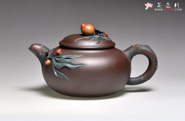 紫砂壶图片：《寿桃》泥料：紫泥  容量：200cc - 美壶网