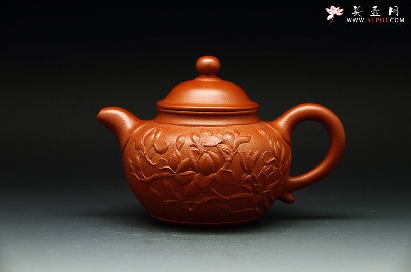 紫砂壶图片：全浮刻玉兰壶 - 美壶网