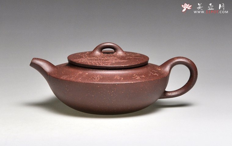 紫砂壶图片：《小汉扁》泥料：紫泥  容量：220cc - 美壶网