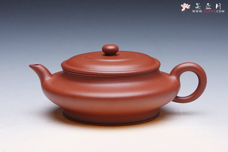 紫砂壶图片：虚扁壶 大红袍 - 美壶网