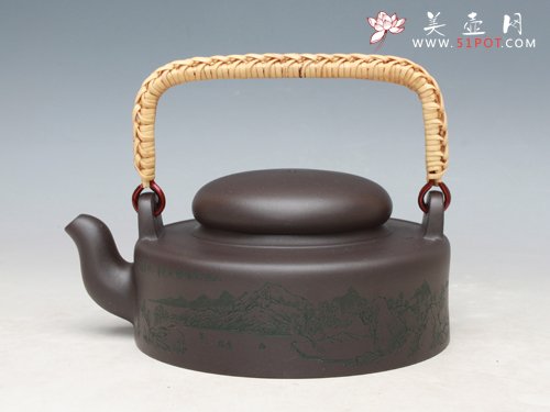 紫砂壶图片：明珠壶 泥料：紫黑 - 美壶网